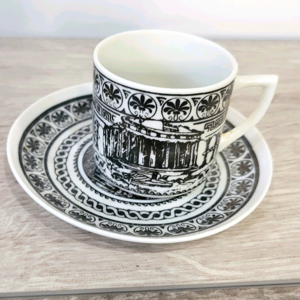 Made In Greece Mini Teacup and Saucer Handpainted